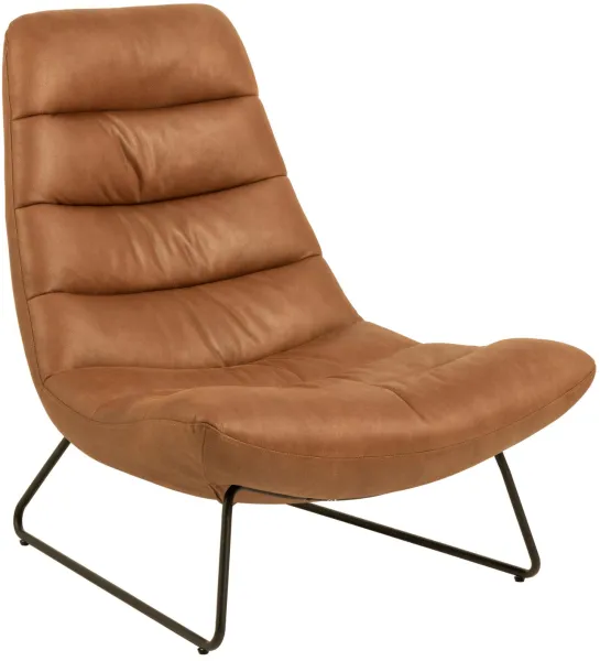 ACT NORDIC Milford loungestol - cognac stof og sort metal
